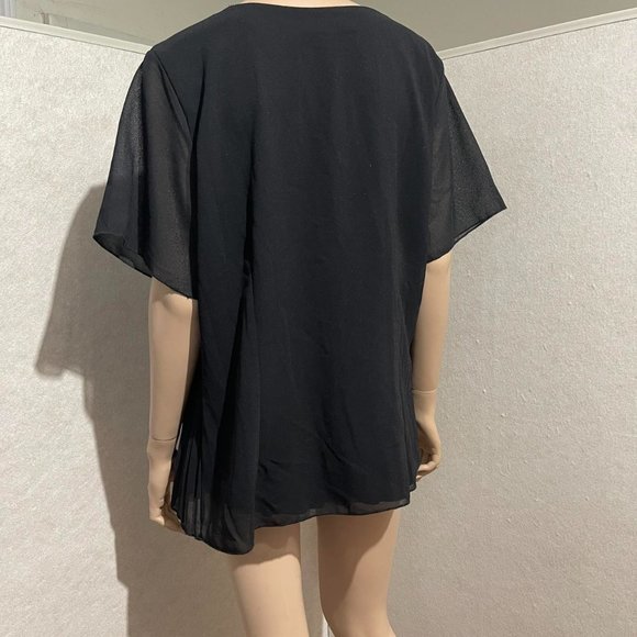 vintage black pleated top blouse - Picture 3 of 7